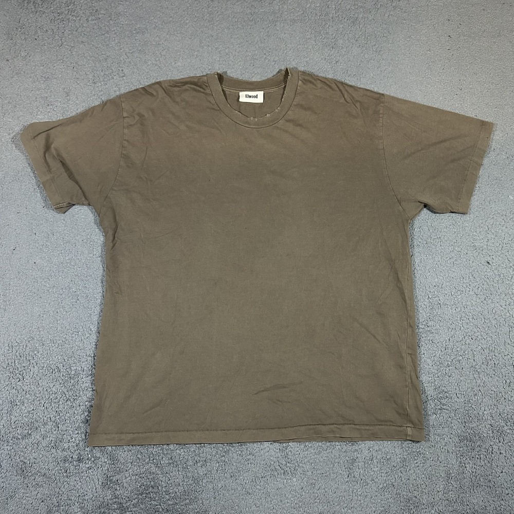 Elwood Core Oversized T Shirt Mens XL Brown Organic Cotton Crewneck Casual #4012